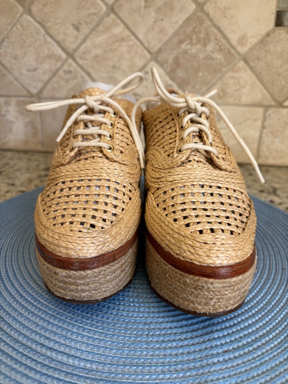 SCHUTZ JULES NATURAL JUTE PLATFORM OXFORD SHOES - Picture 8 of 15